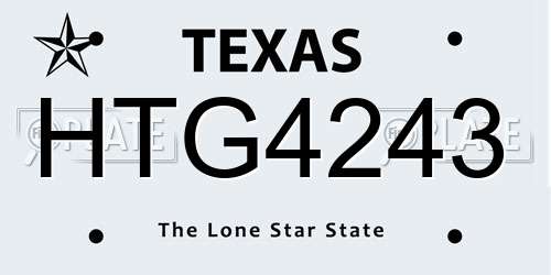 HTG4243 Texas License Plate