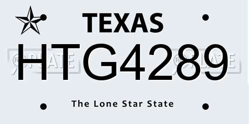HTG4289 Texas License Plate