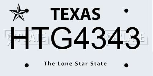 HTG4343 Texas License Plate