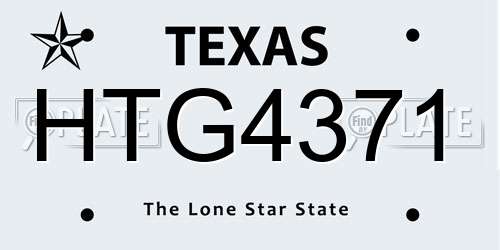 HTG4371 Texas License Plate