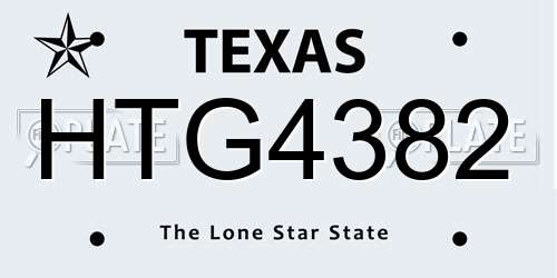 HTG4382 Texas License Plate