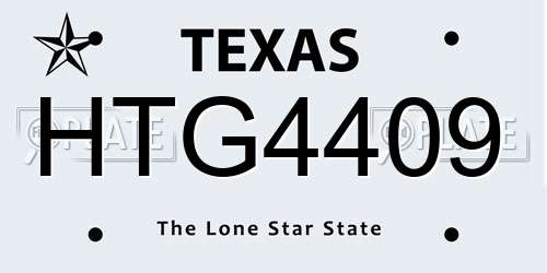 HTG4409 Texas License Plate