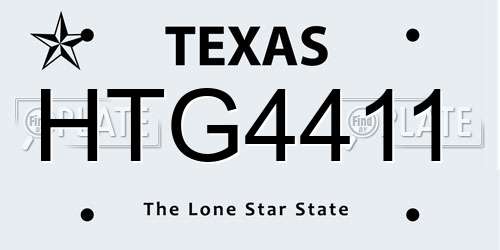 HTG4411 Texas License Plate