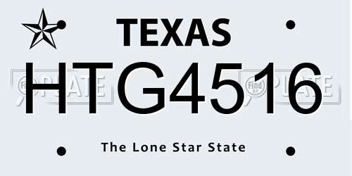 HTG4516 Texas License Plate