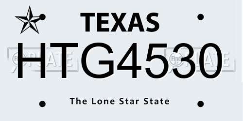 HTG4530 Texas License Plate