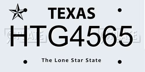 HTG4565 Texas License Plate