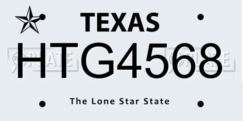 HTG4568 Texas License Plate