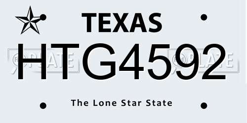 HTG4592 Texas License Plate