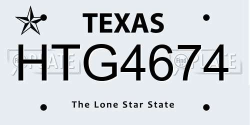 HTG4674 Texas License Plate