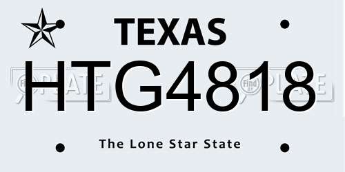 HTG4818 Texas License Plate