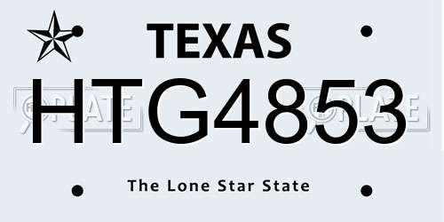 HTG4853 Texas License Plate