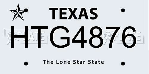 HTG4876 Texas License Plate