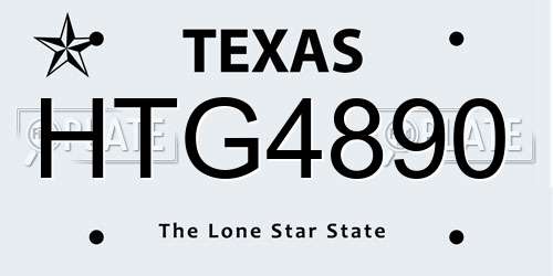 HTG4890 Texas License Plate