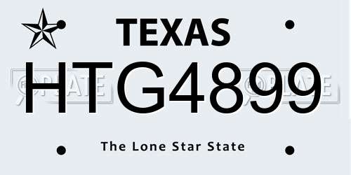HTG4899 Texas License Plate