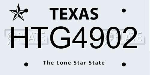 HTG4902 Texas License Plate