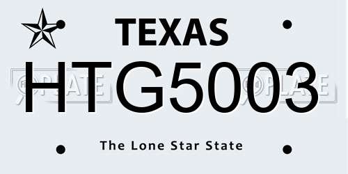 HTG5003 Texas License Plate