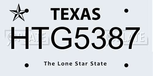 HTG5387 Texas License Plate