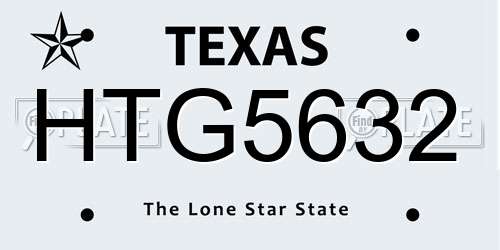 HTG5632 Texas License Plate