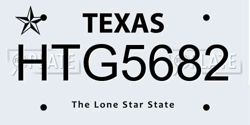 HTG5682 Texas License Plate