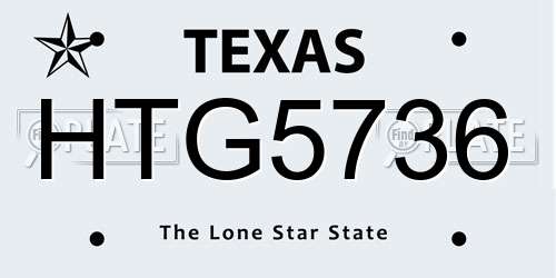 HTG5736 Texas License Plate