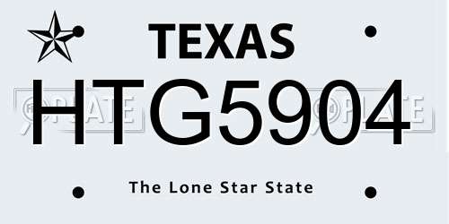 HTG5904 Texas License Plate
