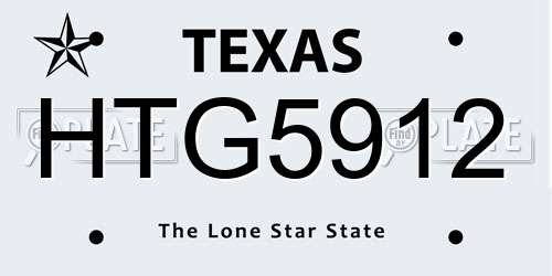 HTG5912 Texas License Plate