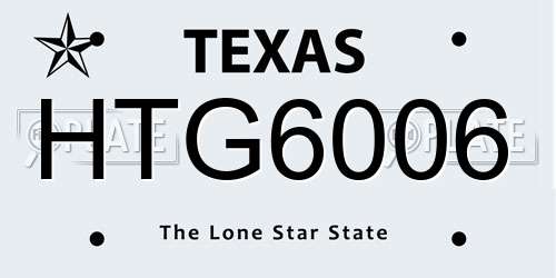 HTG6006 Texas License Plate
