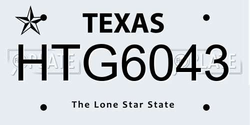 HTG6043 Texas License Plate
