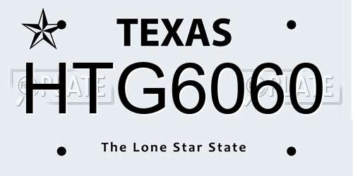 HTG6060 Texas License Plate