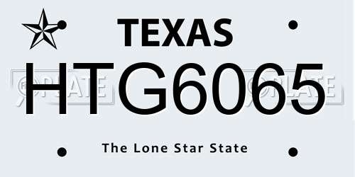 HTG6065 Texas License Plate