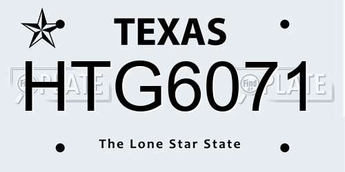 HTG6071 Texas License Plate