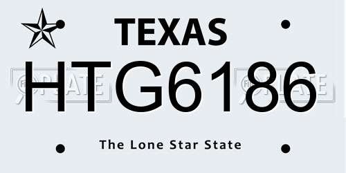 HTG6186 Texas License Plate