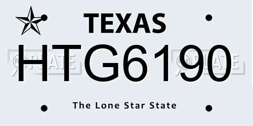 HTG6190 Texas License Plate
