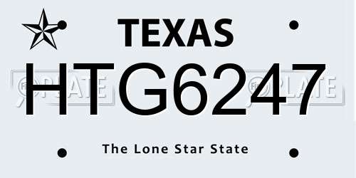 HTG6247 Texas License Plate