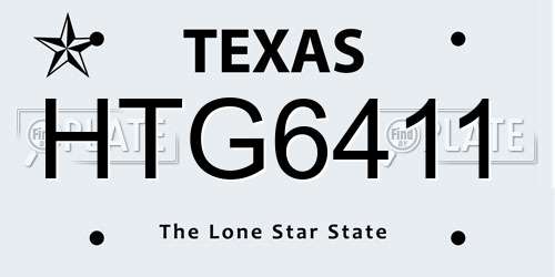 HTG6411 Texas License Plate