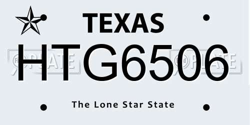 HTG6506 Texas License Plate