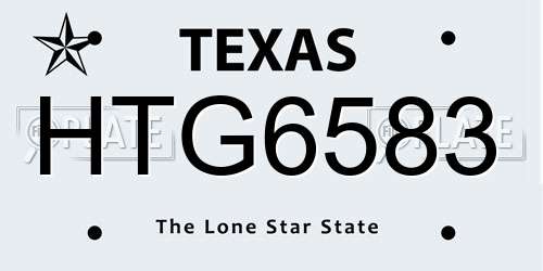 HTG6583 Texas License Plate