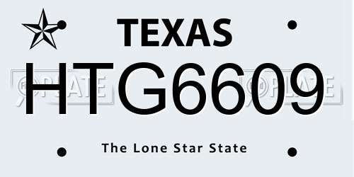 HTG6609 Texas License Plate