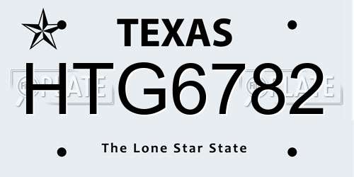 HTG6782 Texas License Plate