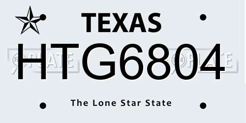 HTG6804 Texas License Plate