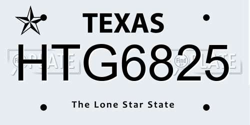 HTG6825 Texas License Plate