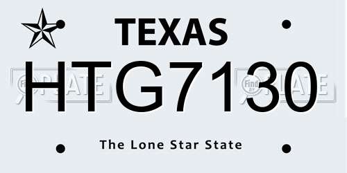 HTG7130 Texas License Plate
