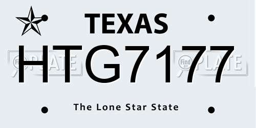 HTG7177 Texas License Plate