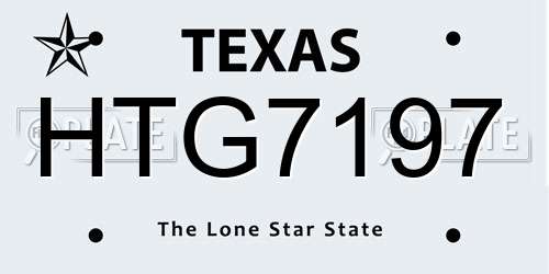 HTG7197 Texas License Plate