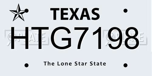 HTG7198 Texas License Plate