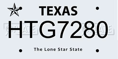 HTG7280 Texas License Plate