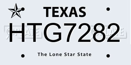 HTG7282 Texas License Plate