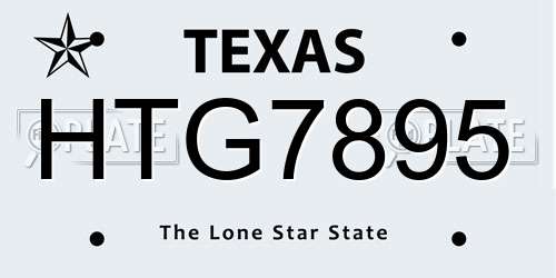 HTG7895 Texas License Plate