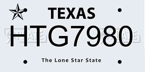 HTG7980 Texas License Plate