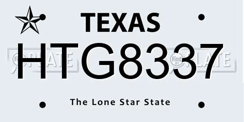 HTG8337 Texas License Plate